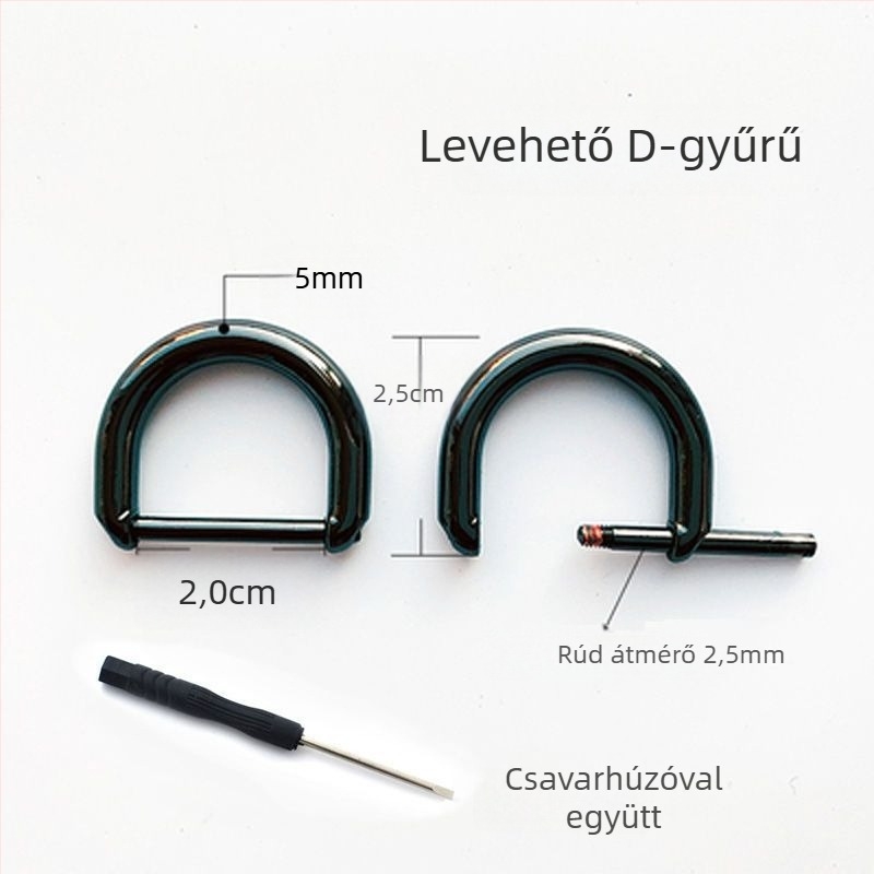 Fém csaták készlet: levehető D-formájú csat, patkó alakú csat, lánc, állítható
