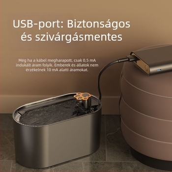 Állatok számára készített vízadagoló automatikus körforgalommal és szűréssel, intelligens macska-itató, csendes áramló pumpa