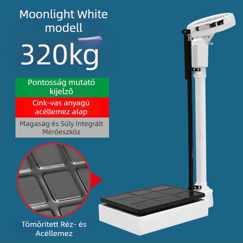 Testmagasság- és testsúlymérő – minden egyben testmérő készülék felnőttek és gyerekek számára, alkalmas óvodai egészségügyi vizsgálatokhoz és gyógyszertárban történő használatra