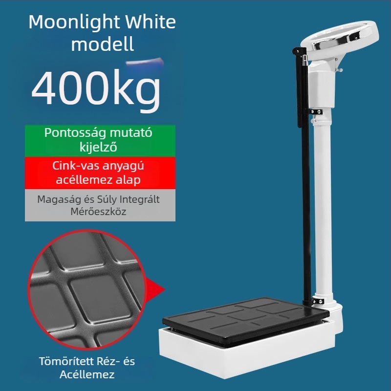 Testmagasság- és testsúlymérő – minden egyben testmérő készülék felnőttek és gyerekek számára, alkalmas óvodai egészségügyi vizsgálatokhoz és gyógyszertárban történő használatra