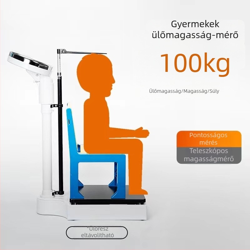 Testmagasság- és testsúlymérő – minden egyben testmérő készülék felnőttek és gyerekek számára, alkalmas óvodai egészségügyi vizsgálatokhoz és gyógyszertárban történő használatra