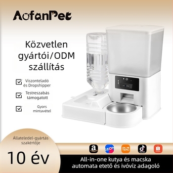 Okos automata etető háziállatok számára időzített adagolással, videó- és hangvezérléssel macskáknak és kutyáknak