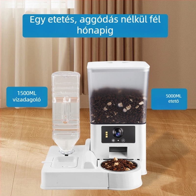 Okos automata etető háziállatok számára időzített adagolással, videó- és hangvezérléssel macskáknak és kutyáknak