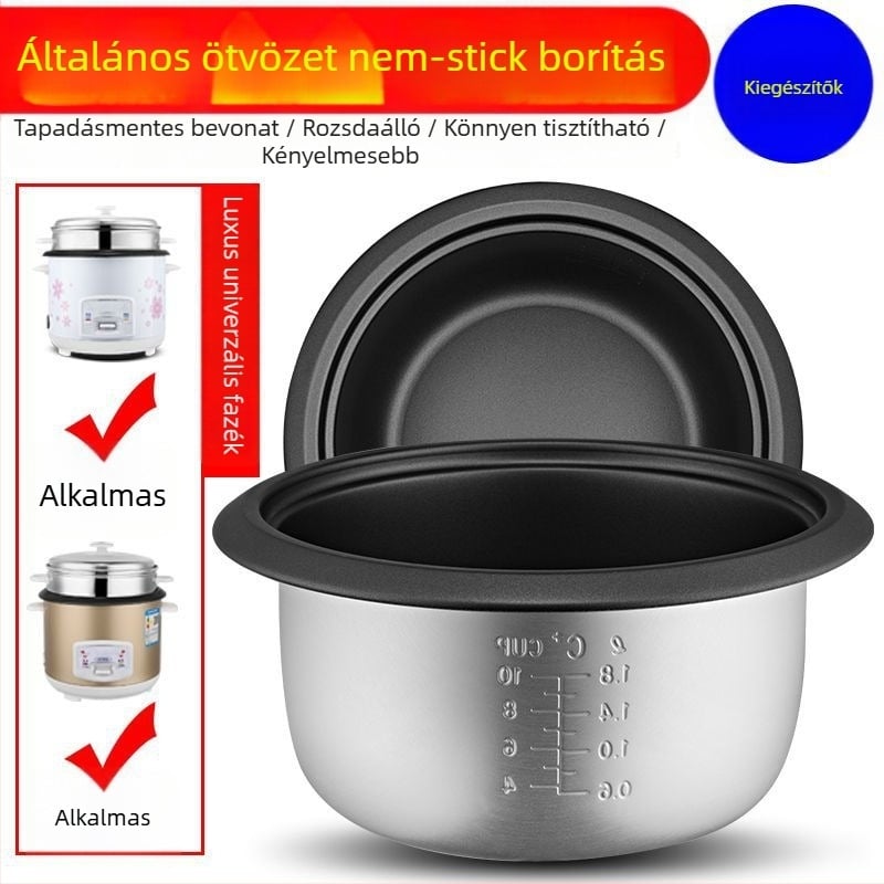 Védelmi univerzális belső edény rizsfőzőhöz, megerősített belső réteg, tapadásmentes bevonat