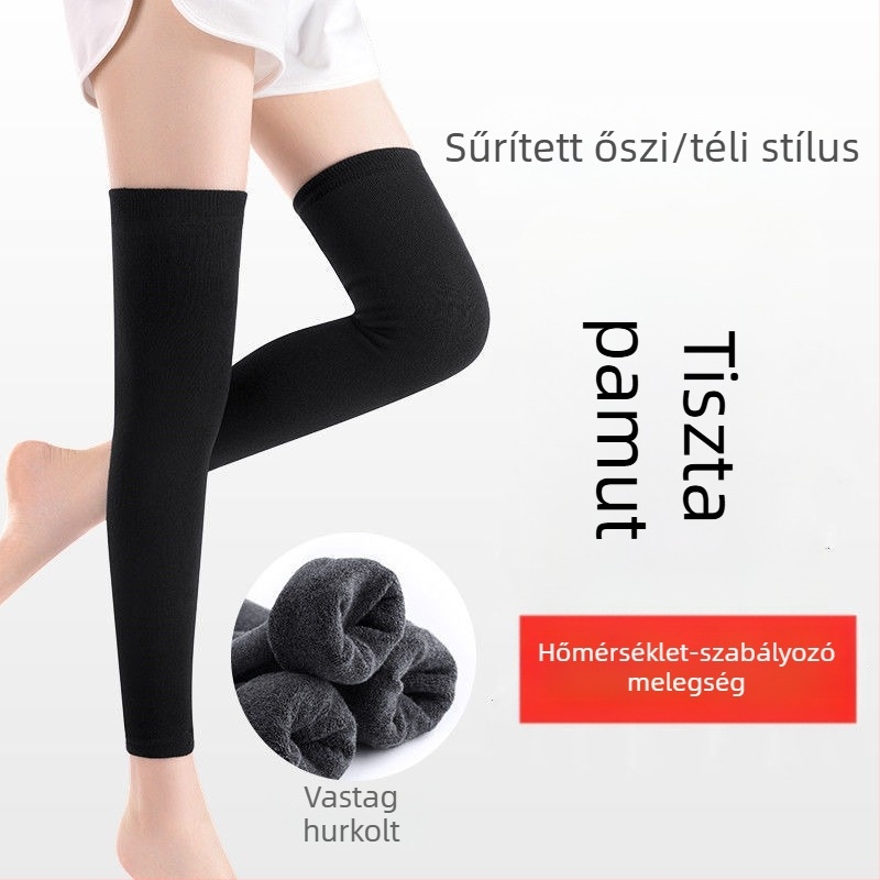 Női térd fölötti melegítőharisnya, vádli védelmével, spandex anyagból, őszre és télre, alkalmas egyéb sportokra