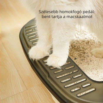 Extra nagy félig zárt macskaalomtálca lábpedállal, magas peremmel a fröccsenés ellen
