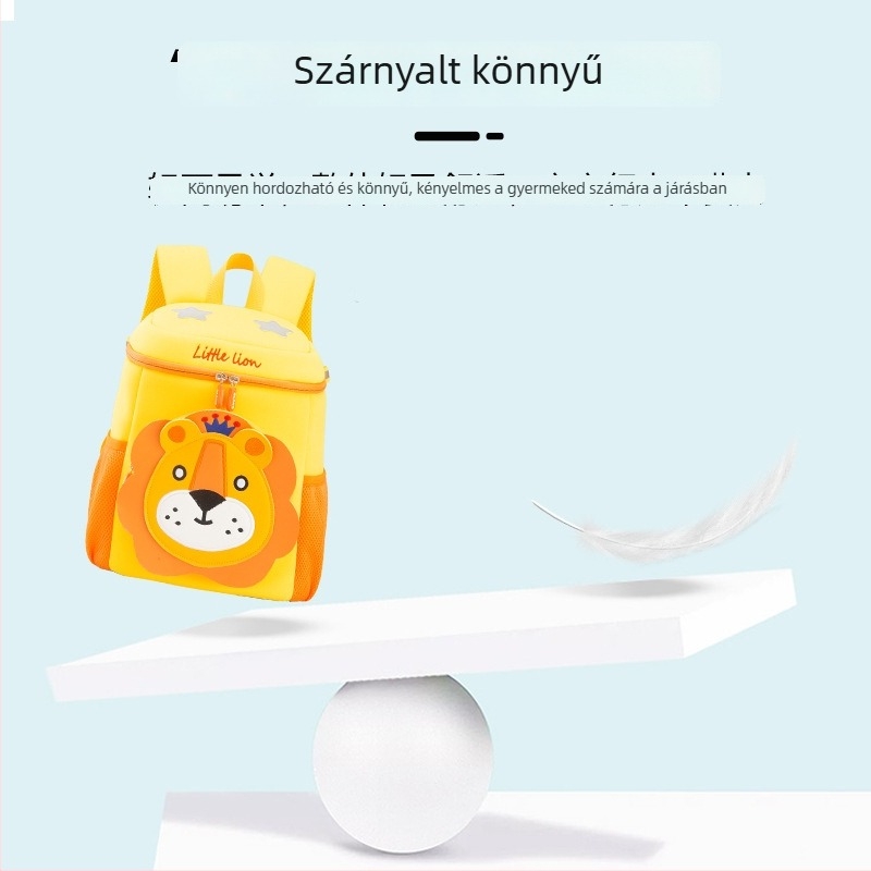 Óvodai táska oroszlán mintával, diving anyag, légáteresztő, vízálló, lopás elleni védelem, modell 6100
