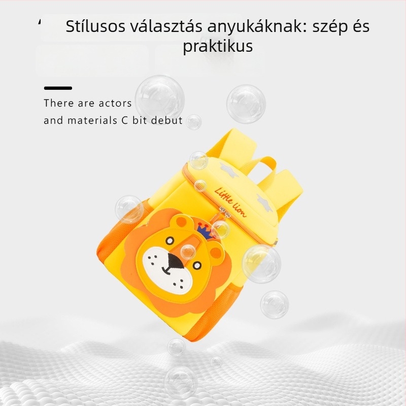 Óvodai táska oroszlán mintával, diving anyag, légáteresztő, vízálló, lopás elleni védelem, modell 6100