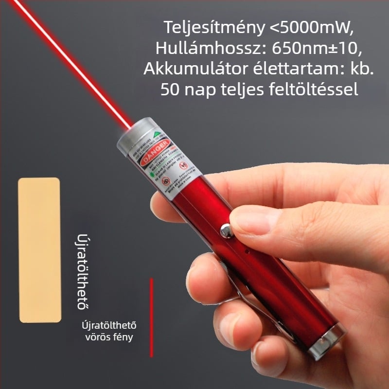 Nagyteljesítményű lézerpointer és zseblámpa – hosszú hatótávolság, infravörös töltés