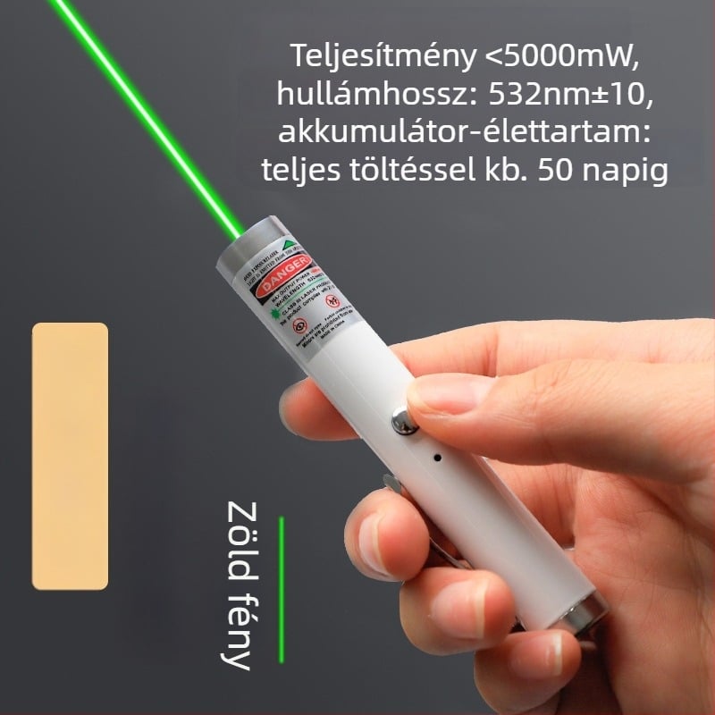 Nagyteljesítményű lézerpointer és zseblámpa – hosszú hatótávolság, infravörös töltés