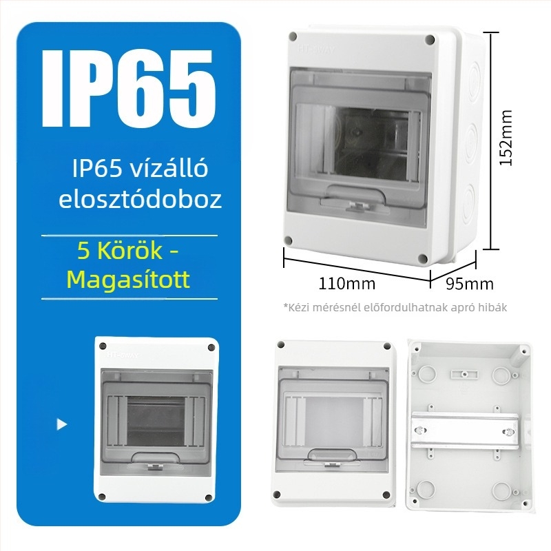 Plasztik vízálló elosztódoboz 2–24 körhöz, felületre szerelt, háztartási elektromos doboz