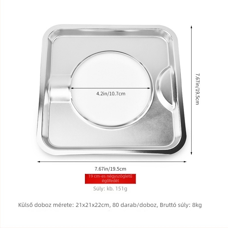 Grill égő fedél olajcsepegő tálcával, olajvisszafutó tálcával és olajtisztító tálcával; közvetlen szerelés; Type A modell; származás Yangjiang; 600 g