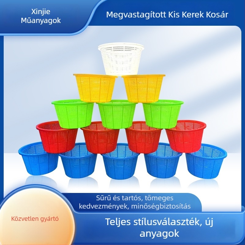 HDPE műanyag kör alakú kosár, tiszta új anyag, vízálló és nedvességálló, injektiós formázású, teherbírás 50