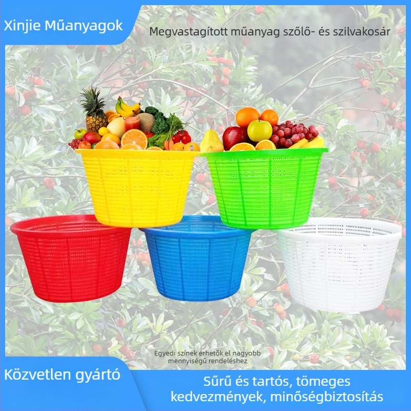 HDPE műanyag kör alakú kosár, tiszta új anyag, vízálló és nedvességálló, injektiós formázású, teherbírás 50