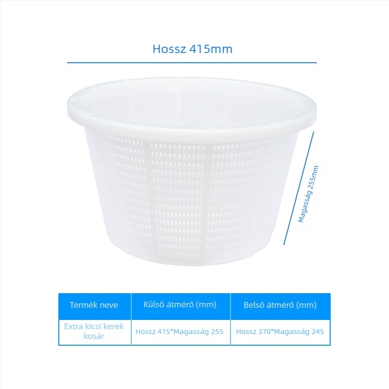 HDPE műanyag kör alakú kosár, tiszta új anyag, vízálló és nedvességálló, injektiós formázású, teherbírás 50