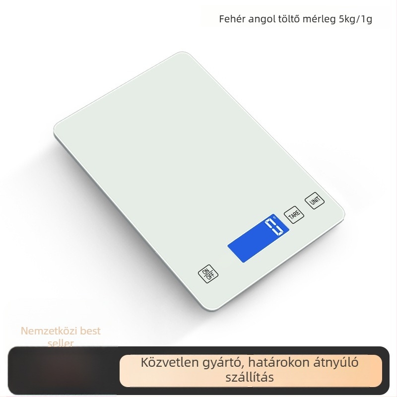DH-A11 konyhai mérleg elektronikus mérésű, digitális üveg felülettel, 15 kg teherbírással, akkumulátorról működik, többfunkciós.