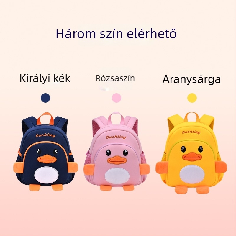 Óvodai hátizsák kacsa hímzéssel, légáteresztő, vízálló, ultra könnyű, légpárnás vállpánttal