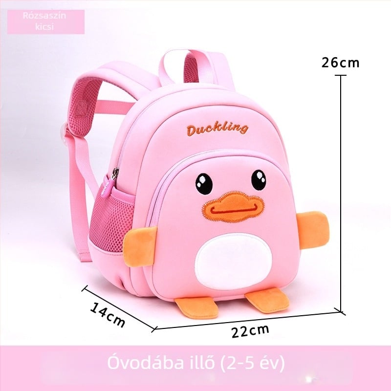 Óvodai hátizsák kacsa hímzéssel, légáteresztő, vízálló, ultra könnyű, légpárnás vállpánttal