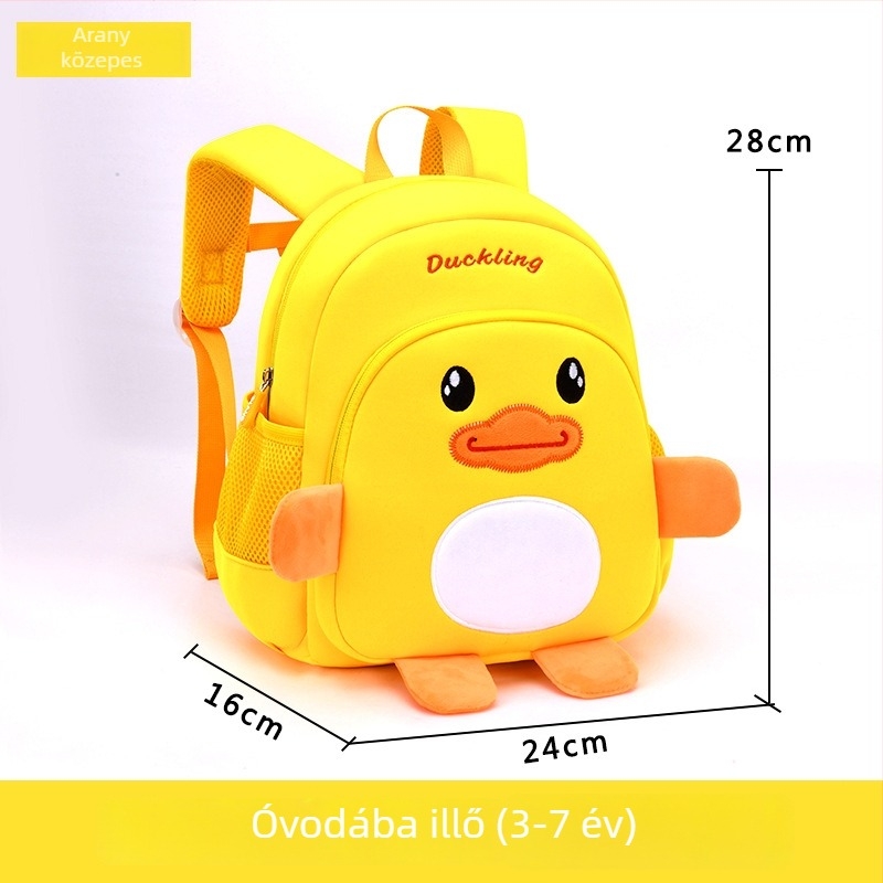 Óvodai hátizsák kacsa hímzéssel, légáteresztő, vízálló, ultra könnyű, légpárnás vállpánttal