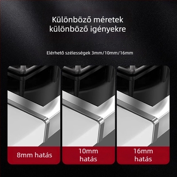 Beépített telepítésű alumínium élvédő csík, integrált hézagklipsz, konyhai munkalap szélének tömítő szegélye, Universal márka, univerzális típus