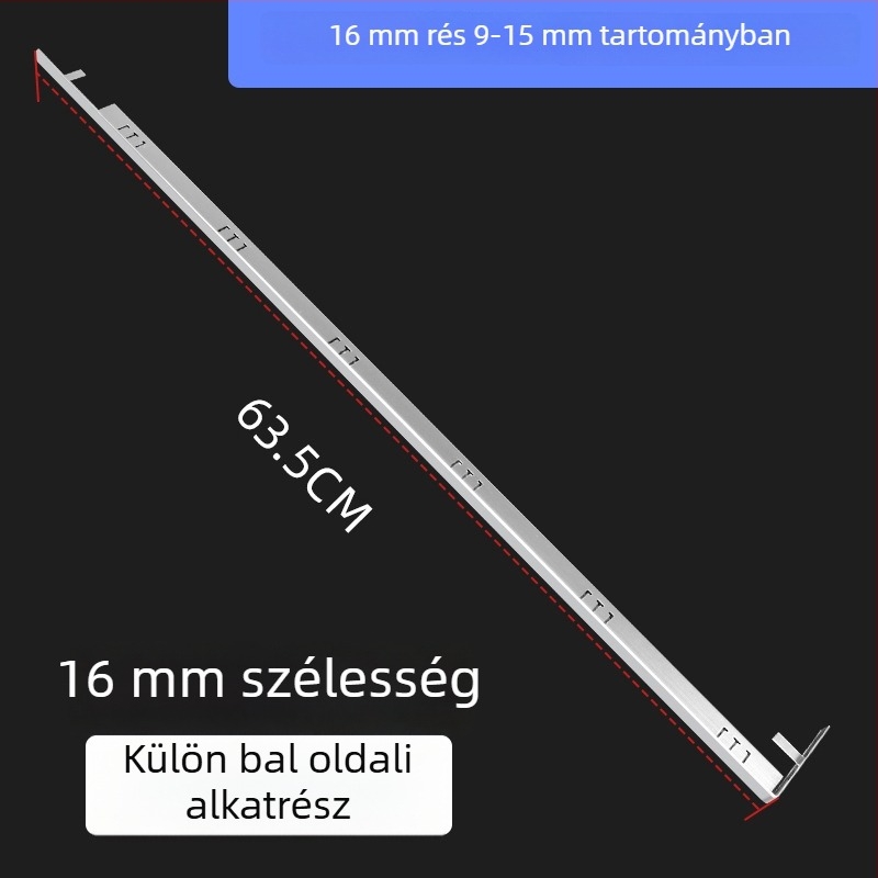 Beépített telepítésű alumínium élvédő csík, integrált hézagklipsz, konyhai munkalap szélének tömítő szegélye, Universal márka, univerzális típus