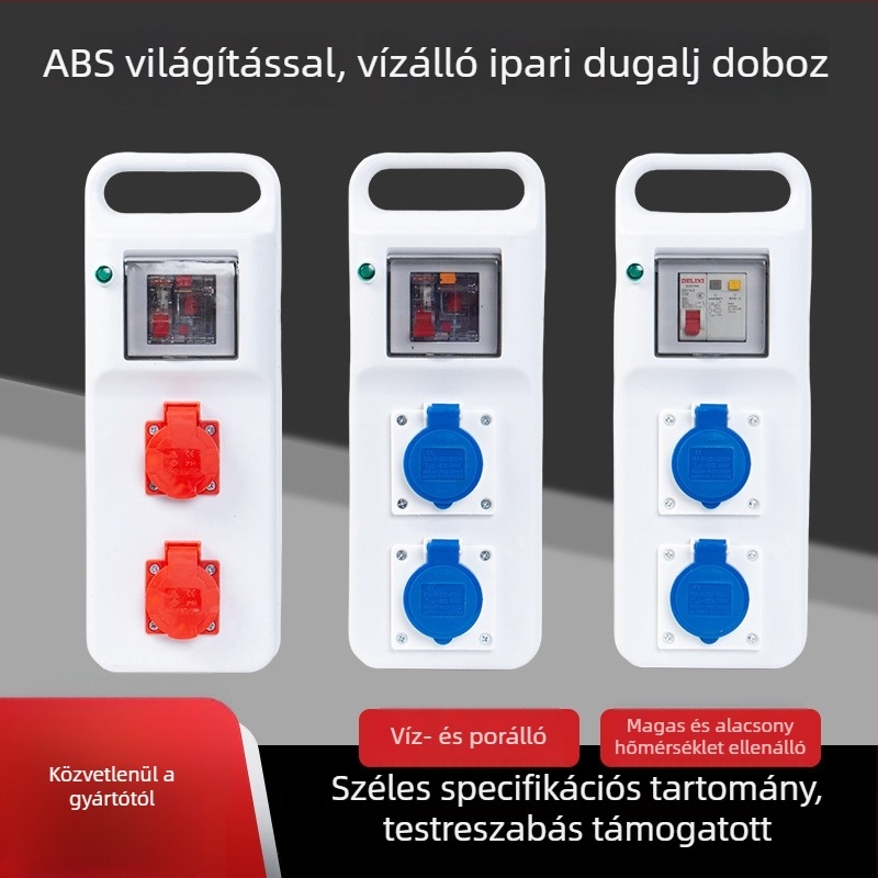 Hordozható háromfázisú ipari konnektor-doboz — ABS ház, CE tanúsítvány, ABS Light Industrial Socket Box sorozat