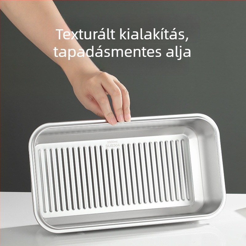 Élelmiszer-minőségű 304 rozsdamentes acél hűtősdoboz, téglalap alakú, zárható, gyümölcsök tárolására, kapacitás 2.1–5 L