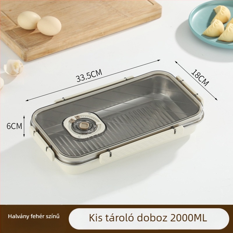 Élelmiszer-minőségű 304 rozsdamentes acél hűtősdoboz, téglalap alakú, zárható, gyümölcsök tárolására, kapacitás 2.1–5 L