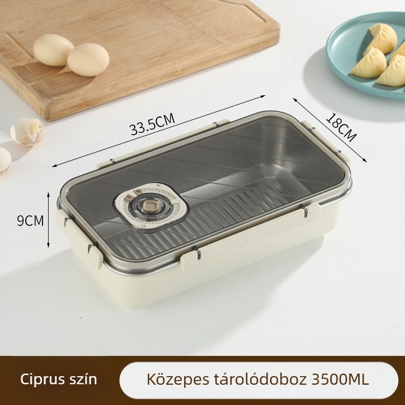 Élelmiszer-minőségű 304 rozsdamentes acél hűtősdoboz, téglalap alakú, zárható, gyümölcsök tárolására, kapacitás 2.1–5 L
