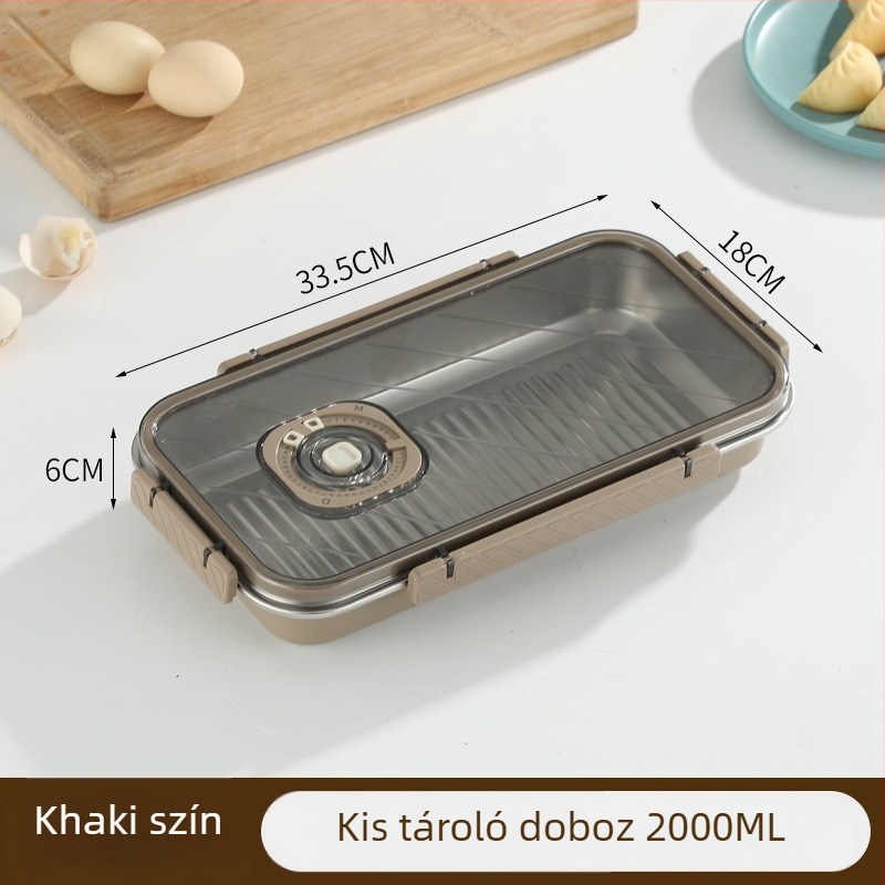 Élelmiszer-minőségű 304 rozsdamentes acél hűtősdoboz, téglalap alakú, zárható, gyümölcsök tárolására, kapacitás 2.1–5 L