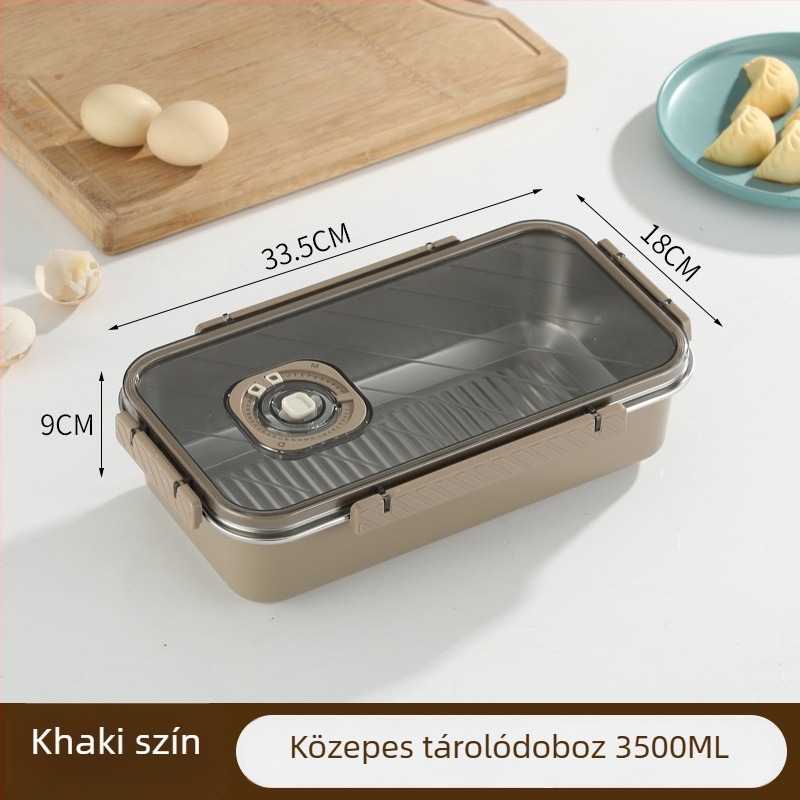 Élelmiszer-minőségű 304 rozsdamentes acél hűtősdoboz, téglalap alakú, zárható, gyümölcsök tárolására, kapacitás 2.1–5 L