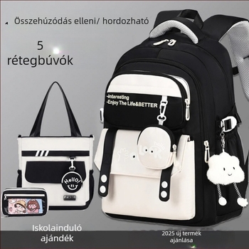 Unisex általános iskolai hátizsák, könnyű, vízálló Oxford anyagból, terheléscsökkentő és gerinptámogató, gyerekdizájnos karikatúra stílus, légrugós vállpántok, 1–2. osztály számára, 2025 tavasz