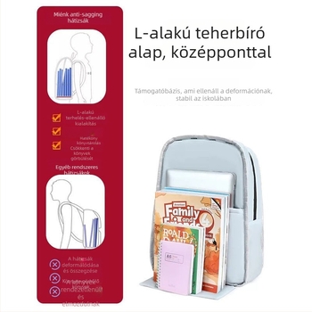 Unisex általános iskolai hátizsák, könnyű, vízálló Oxford anyagból, terheléscsökkentő és gerinptámogató, gyerekdizájnos karikatúra stílus, légrugós vállpántok, 1–2. osztály számára, 2025 tavasz