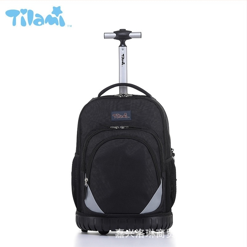 Tilami gerincvédő és terheléscsökkentő, korszerűsített iskolai hátizsák egykerekű görgővel, általános- és középiskolás diákok számára