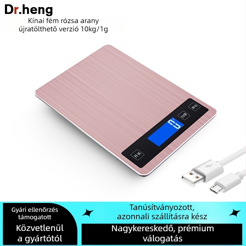 Digitális konyhai mérleg cukrászathoz, 5–15 kg kapacitás, modell Dh-a10 töltés, elektronikus mérés, kettős energiaellátás (AAA elemek vagy töltés), konyhai használatra