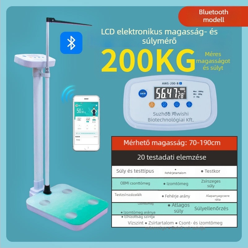 Felnőtt- és gyermek magasság- és testsúly All-in-One mérleg, Modell RTZ001, Gombos üzemmód, Okos mérleg