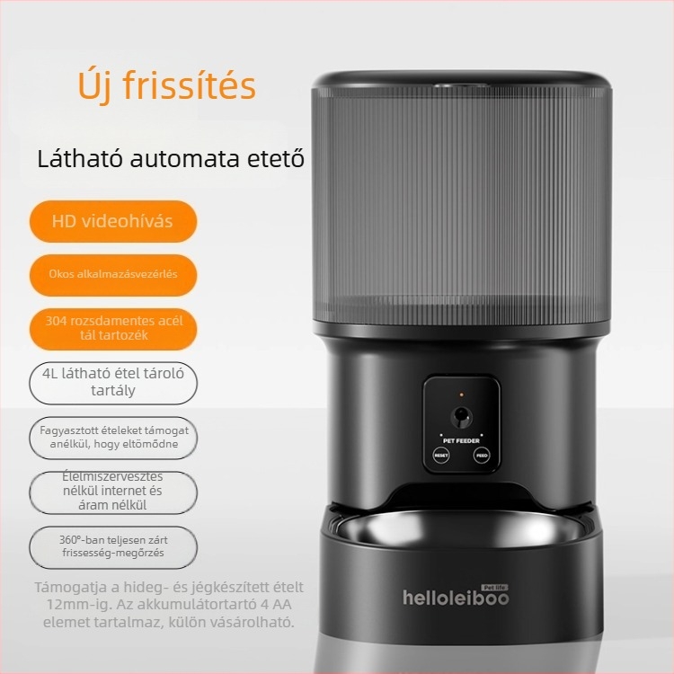 Automata etető kisállatok számára időzítővel, app‑vezérléssel és beépített kamerával – leválasztható kialakítás, alkalmas kutyák és macskák számára, tömeg 2 kg, modell 2512cgcy 5000