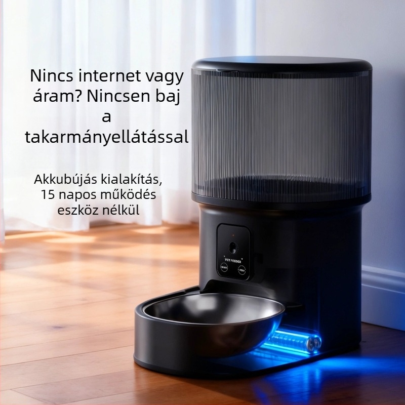 Automata etető kisállatok számára időzítővel, app‑vezérléssel és beépített kamerával – leválasztható kialakítás, alkalmas kutyák és macskák számára, tömeg 2 kg, modell 2512cgcy 5000