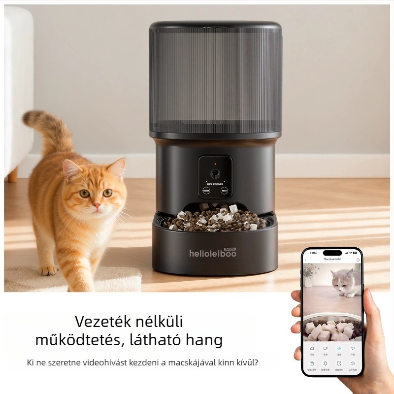 Automata etető kisállatok számára időzítővel, app‑vezérléssel és beépített kamerával – leválasztható kialakítás, alkalmas kutyák és macskák számára, tömeg 2 kg, modell 2512cgcy 5000