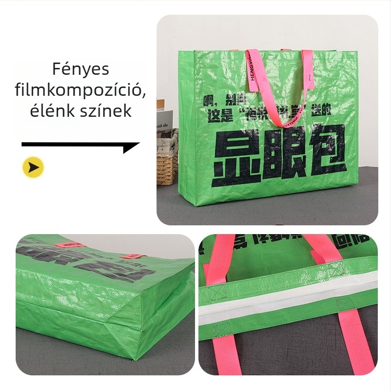 Kézi szövésű PP szövött táska laminált átlátszó réteggel, vízálló, vastagsága 140, tárolásra és csomagolásra