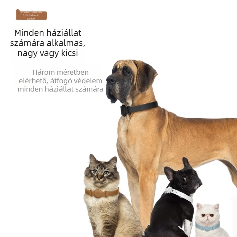 AirTag védőtok háziállatoknak, bőr, nyakba helyezhető, anti-vesztés/anti-karcolás/anti-kopás