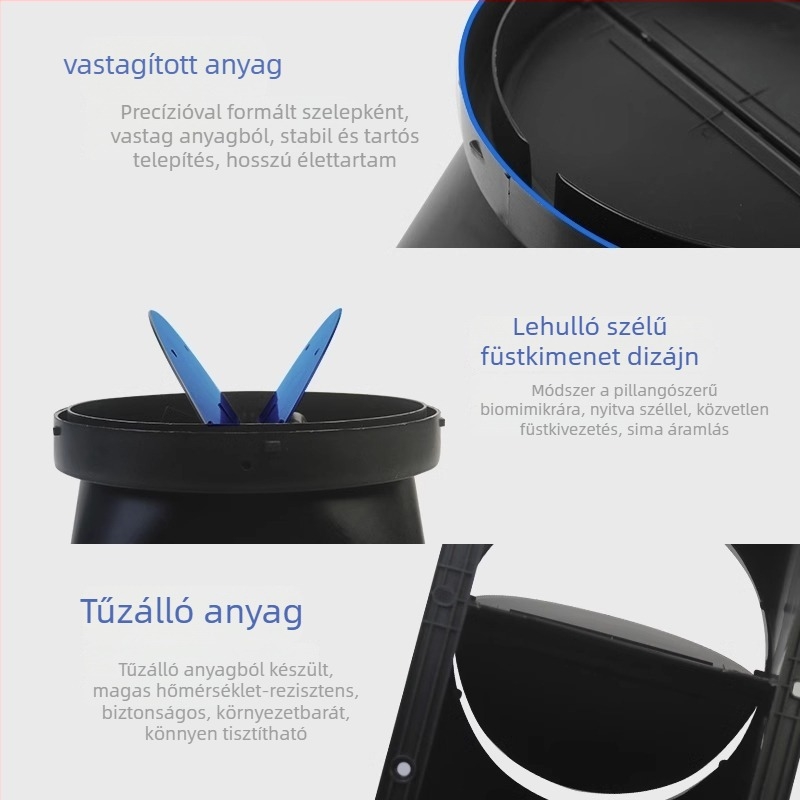 Konyhai páraelszívóhoz tartozó kiegészítők — megerősített ellenáramú szeleppel ellátott légkimeneti rész, kézi szerelés, modell Légkimenet, kód YCF