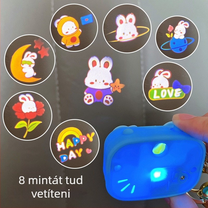 Fénylő nyuszi vetítő kulcstartó, aranyos stílus, műanyag anyag, egyedi csomagolás