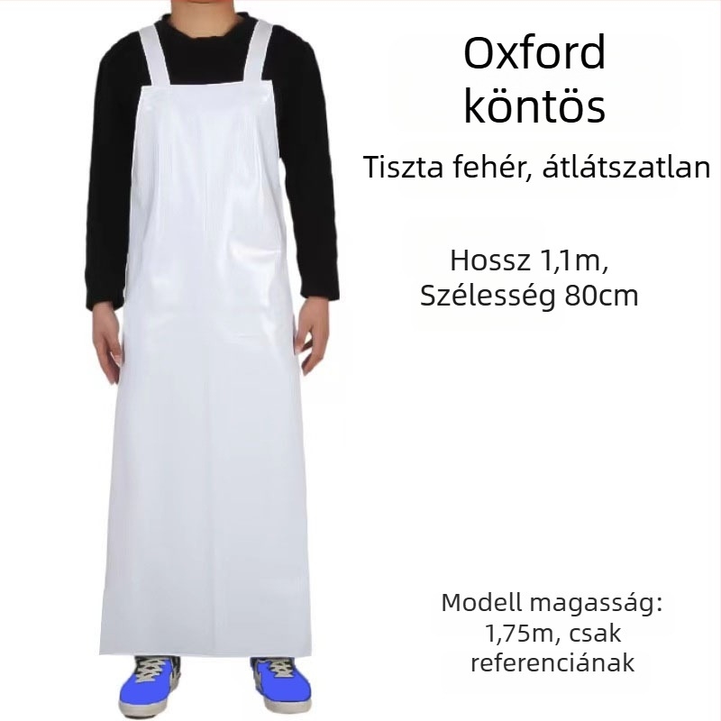 Shuang Yu tehénbőrből készült kötény, sav- és lúgálló, vízálló, olajálló, vastított és hosszabbított kivitel, modell A-001, tömeg 35–88, Alkalmazás: akvakultúra, élelmiszer-feldolgozás, vágóhíd, étterem, kantin