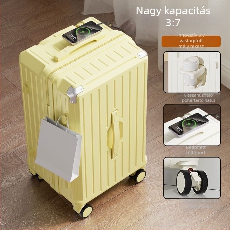 Nagy kapacitású utazóbőrönd 5 görgővel, TSA-zár, ütéscsillapító fékek, teleszkópos fogantyú