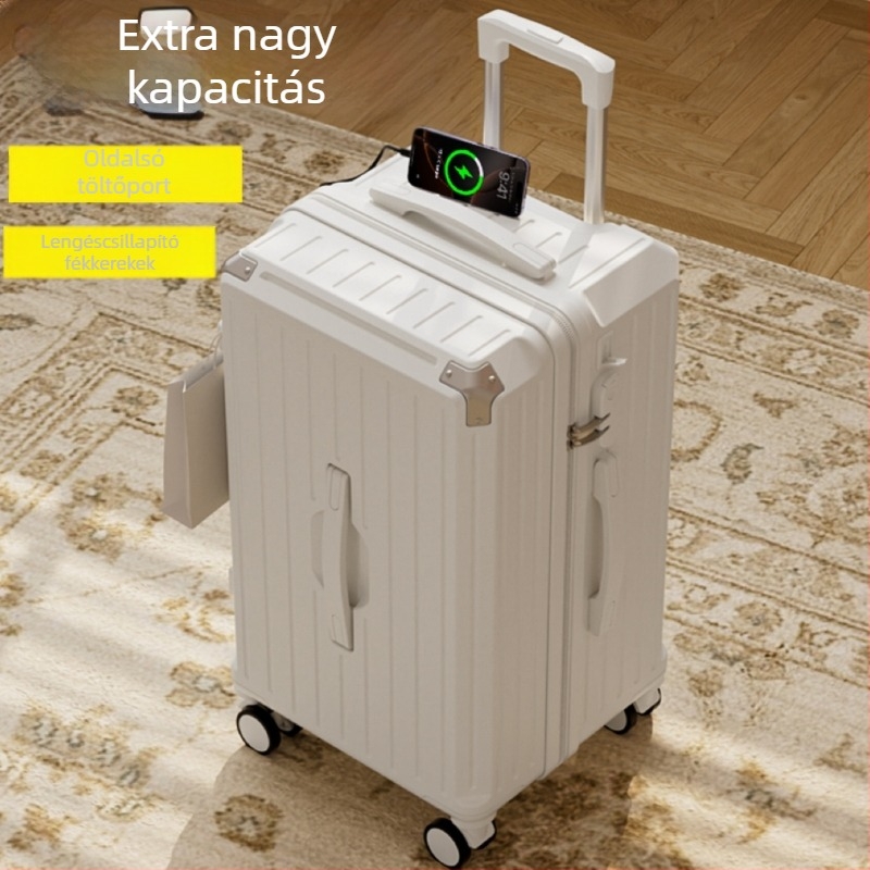 Nagy kapacitású utazóbőrönd 5 görgővel, TSA-zár, ütéscsillapító fékek, teleszkópos fogantyú
