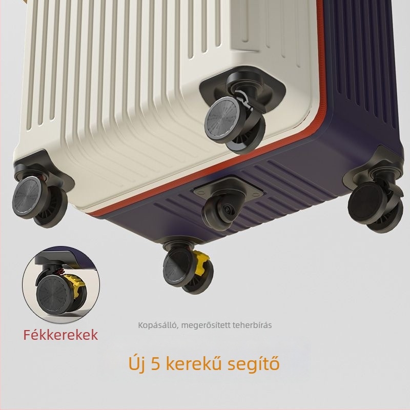 Nagy kapacitású utazóbőrönd 5 görgővel, TSA-zár, ütéscsillapító fékek, teleszkópos fogantyú