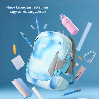 Unisex iskolatáska az 5–6. osztályos tanulók számára, nagy kapacitású, ergonomikus hátsó panel fiziológiai görbével, terheléscsökkentő kialakítás, fényvisszaverő elemek éjszakai biztonságért.