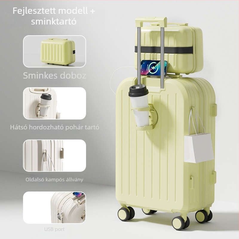 Bőrönd – uniszex, ABS+PC anyag, cipzáras nyitás, univerzális kerekek, csíkos mintázat