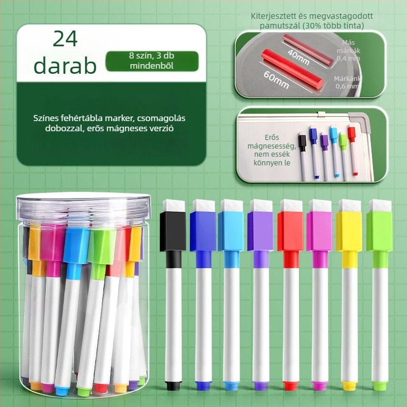 Liangzhi TZETBBB Gyerekeknek szóló törölhető, vízbázisú fehér tábla toll, 0.2 mm, műanyag ház